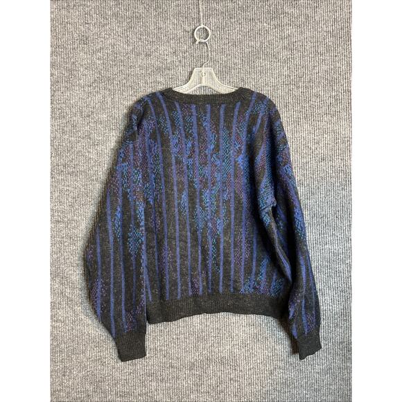 Vintage Sweater Graphix Mens Sweater Size XL Striped Crew Neck Pullover Grandpa - Picture 2 of 9